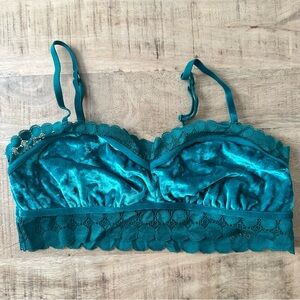Aerie Teal Velvet Lace Bralette